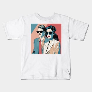 Trendy Duo Eyewear Fashionable Sunglass Squad Pop Art Deco Kids T-Shirt